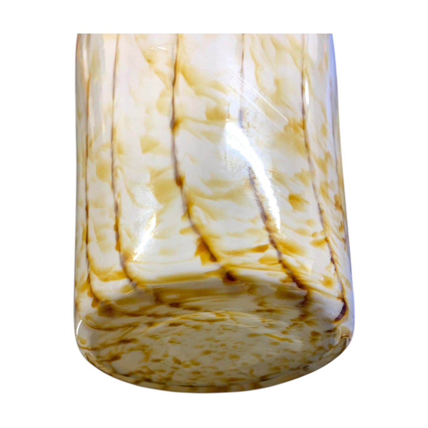 Vaso in vetro soffiato bianco con  righe oro