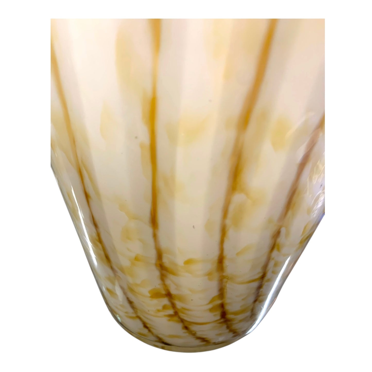 Vaso in vetro soffiato bianco con  righe oro