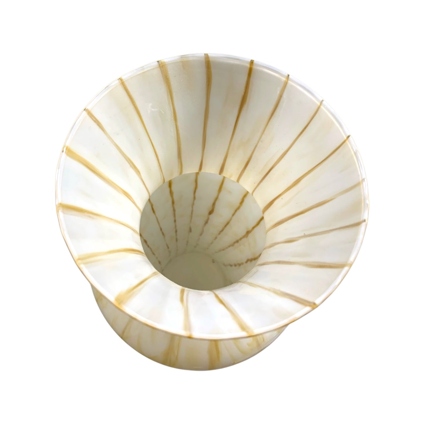 Vaso in vetro soffiato bianco con  righe oro