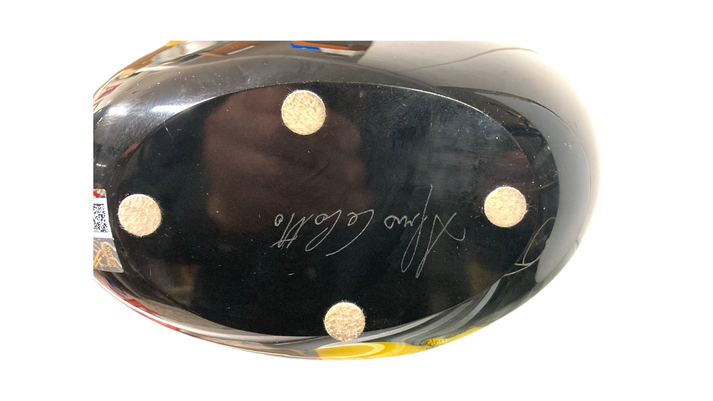 Vaso in vetro di Murano nero con motivo floreale Afro Celotto