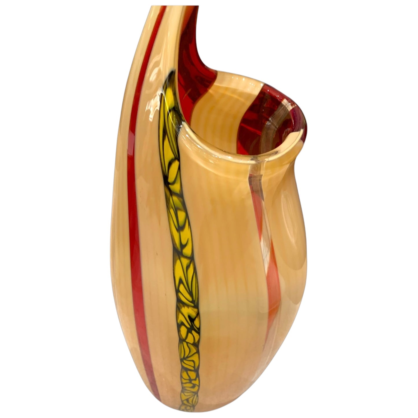 Vaso in vetro di Murano bicolore con greca Afro Celotto