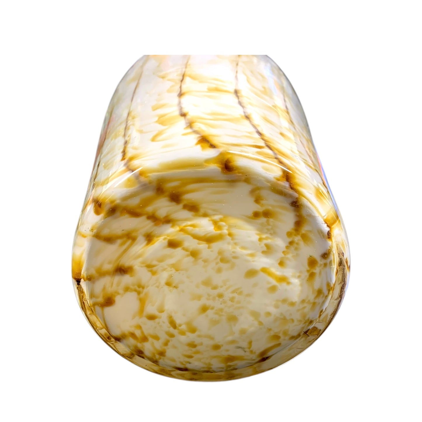 Vaso in vetro soffiato bianco con  righe oro