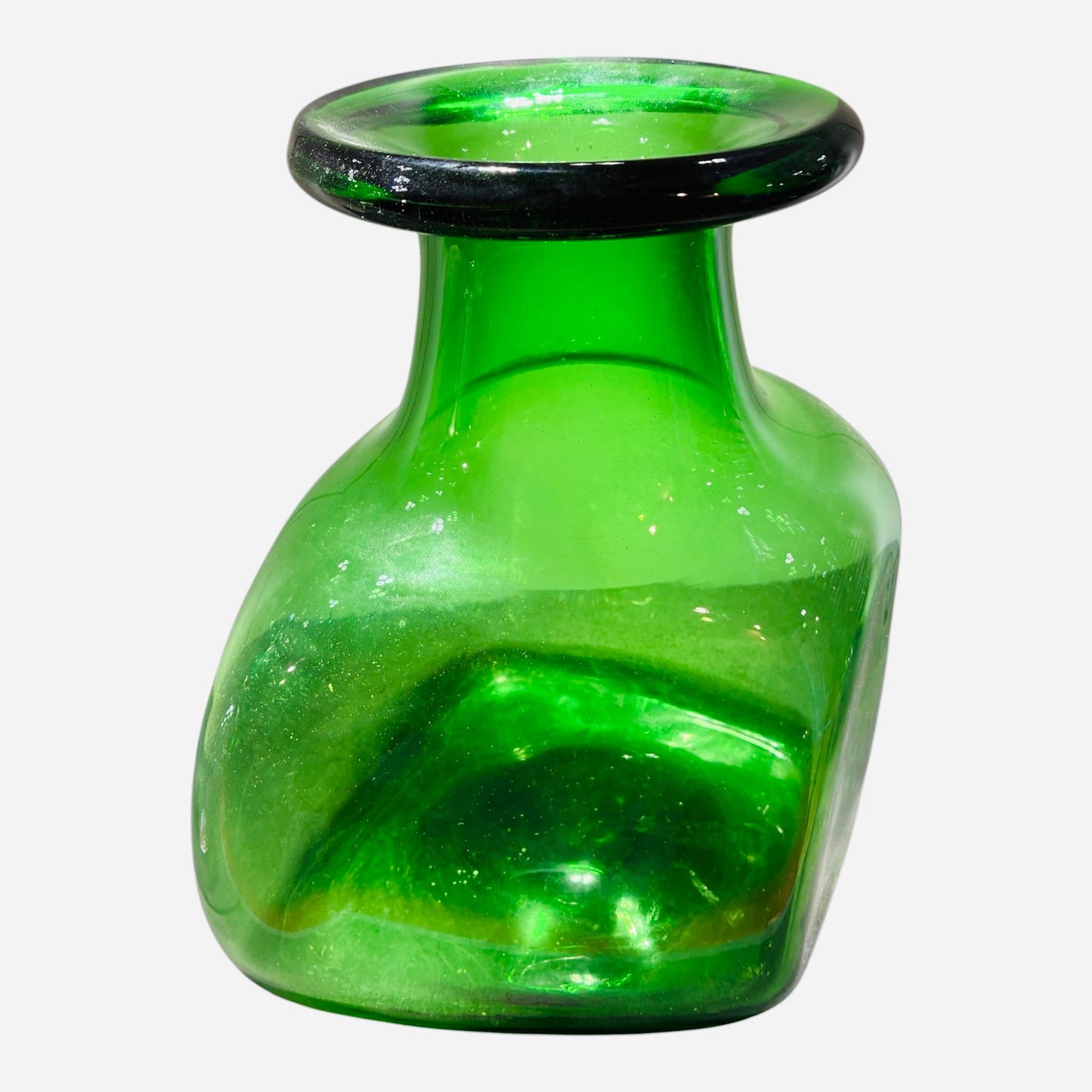 Vaso verde bottiglia stile Blenko Glass