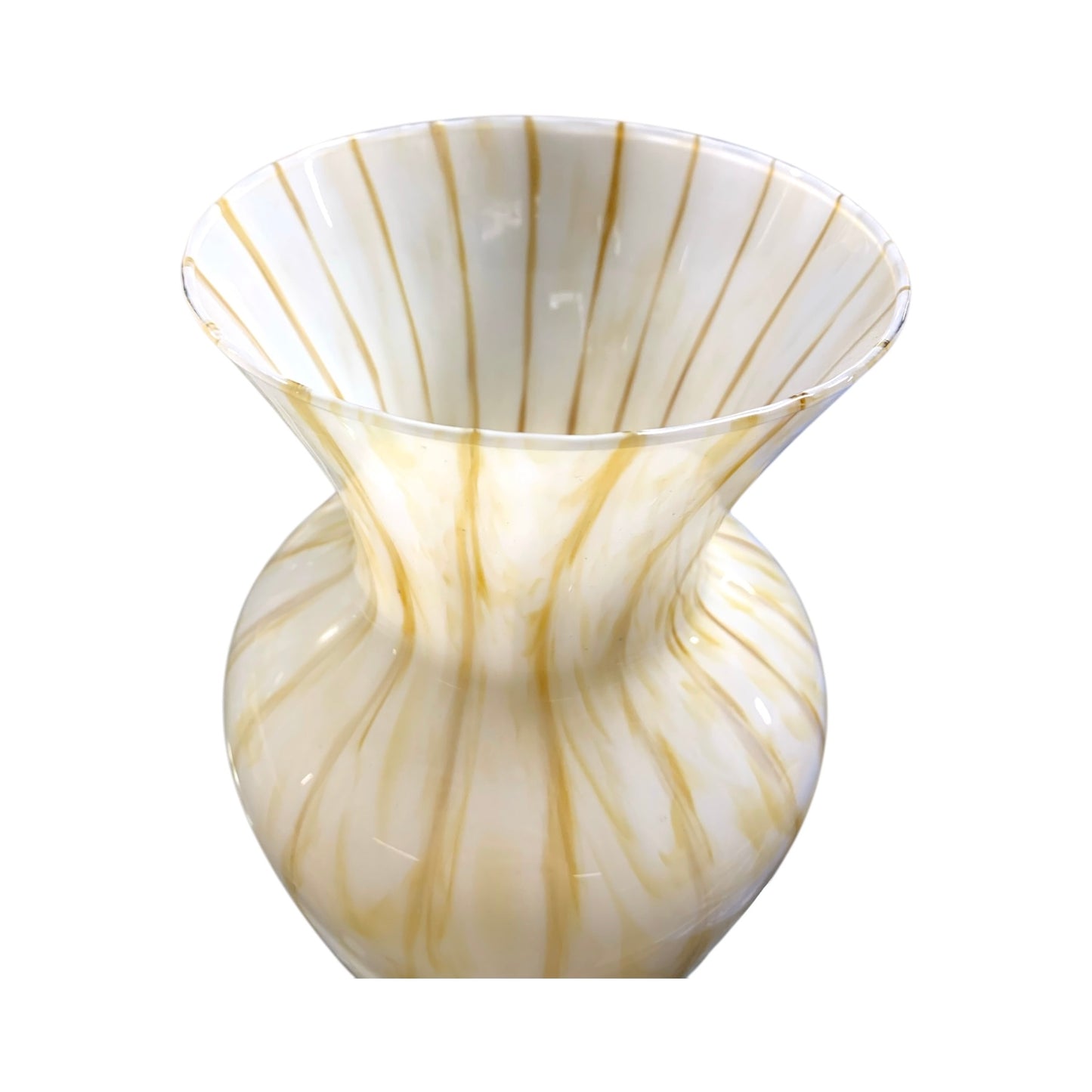 Vaso in vetro soffiato bianco con  righe oro