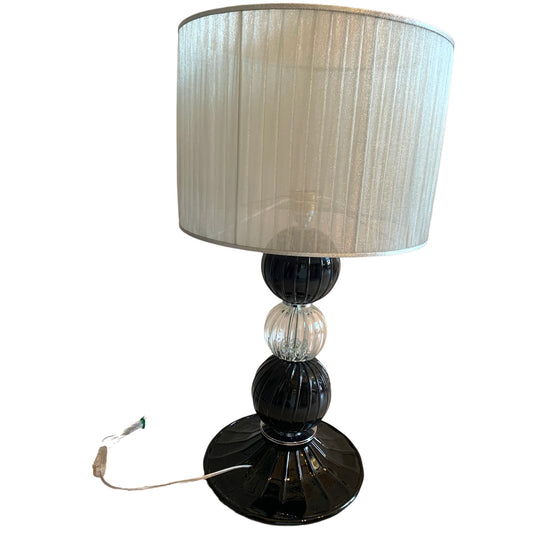 Clear and black glass lamp