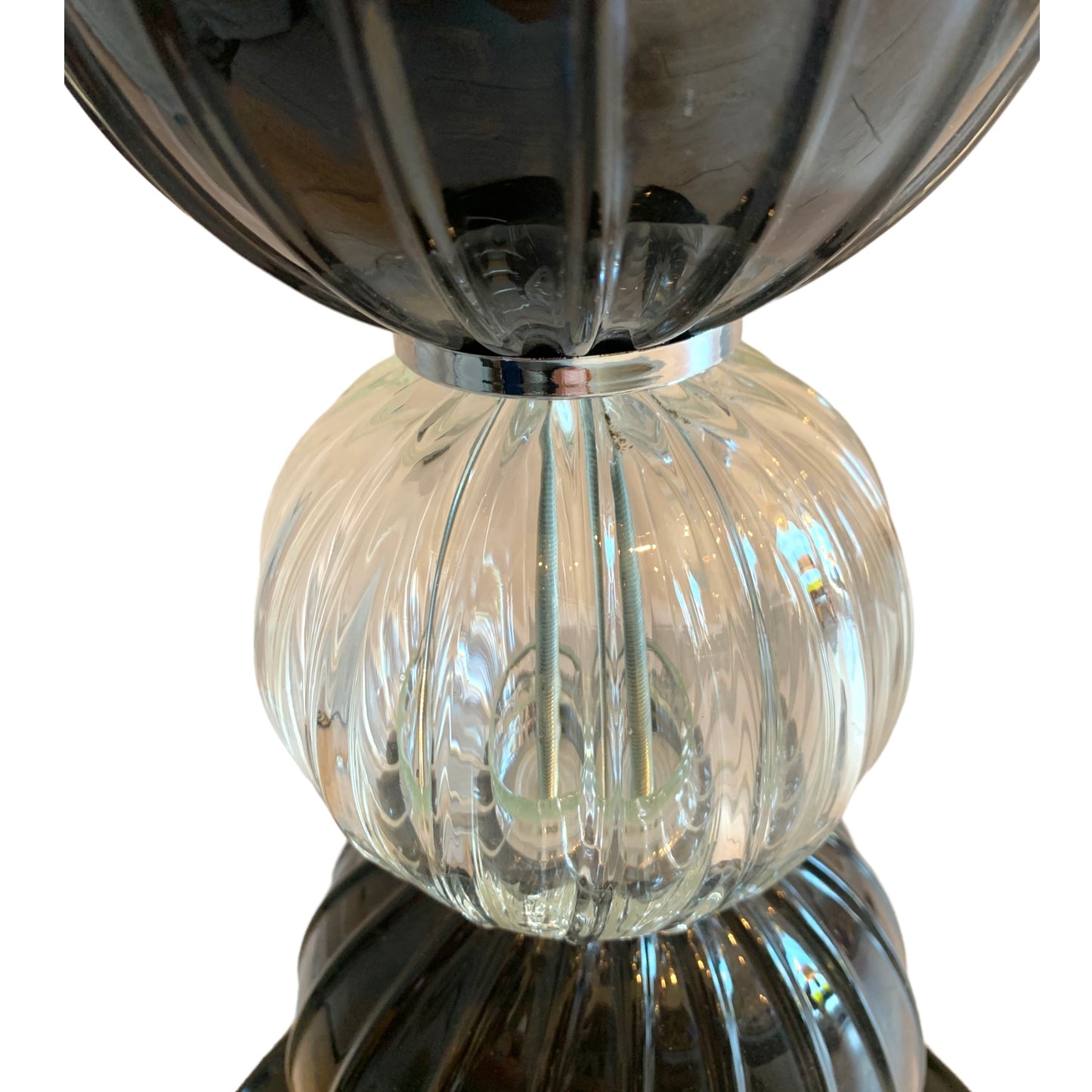Clear and black glass lamp