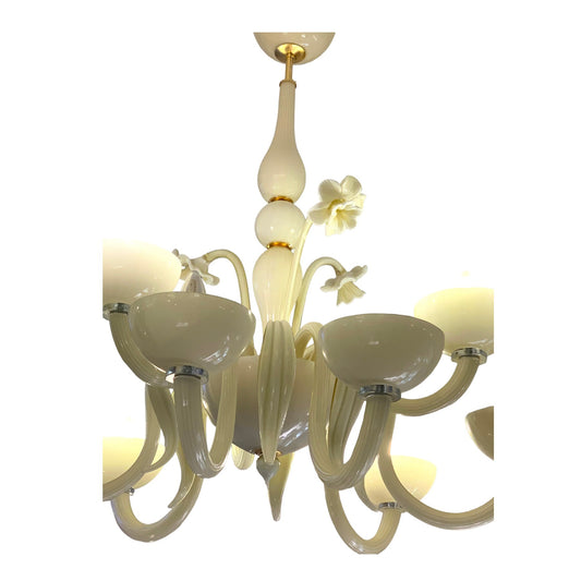 Cream glass chandelier with roses