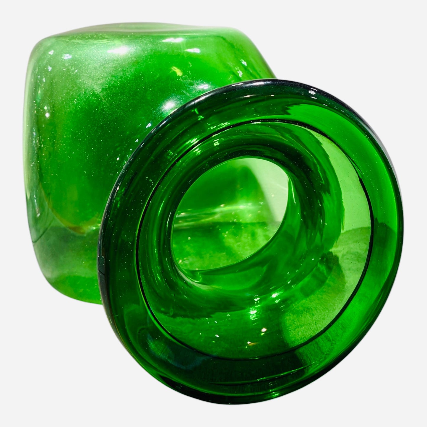 Vaso verde bottiglia stile Blenko Glass