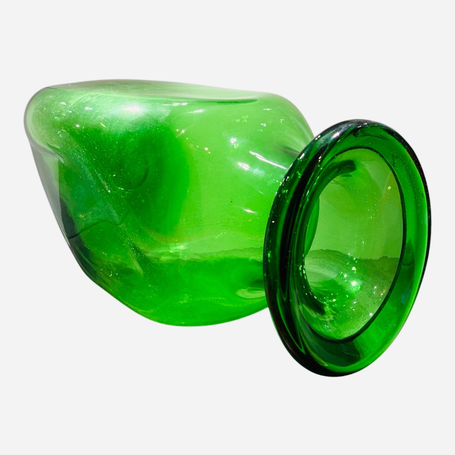 Vaso verde bottiglia stile Blenko Glass