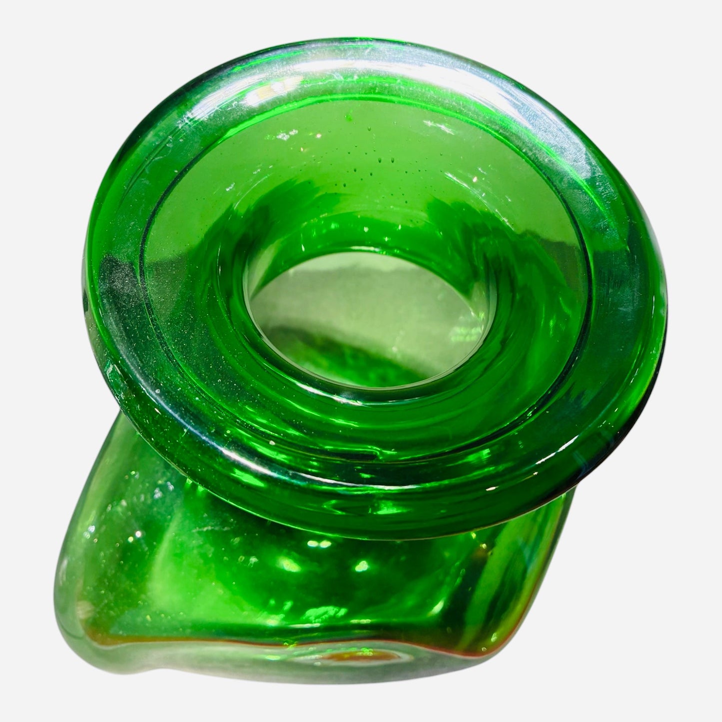 Vaso verde bottiglia stile Blenko Glass
