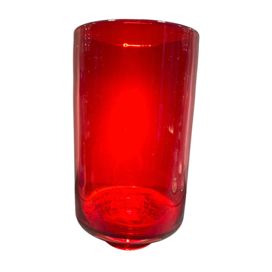 Vaso rosso in vetro soffiato