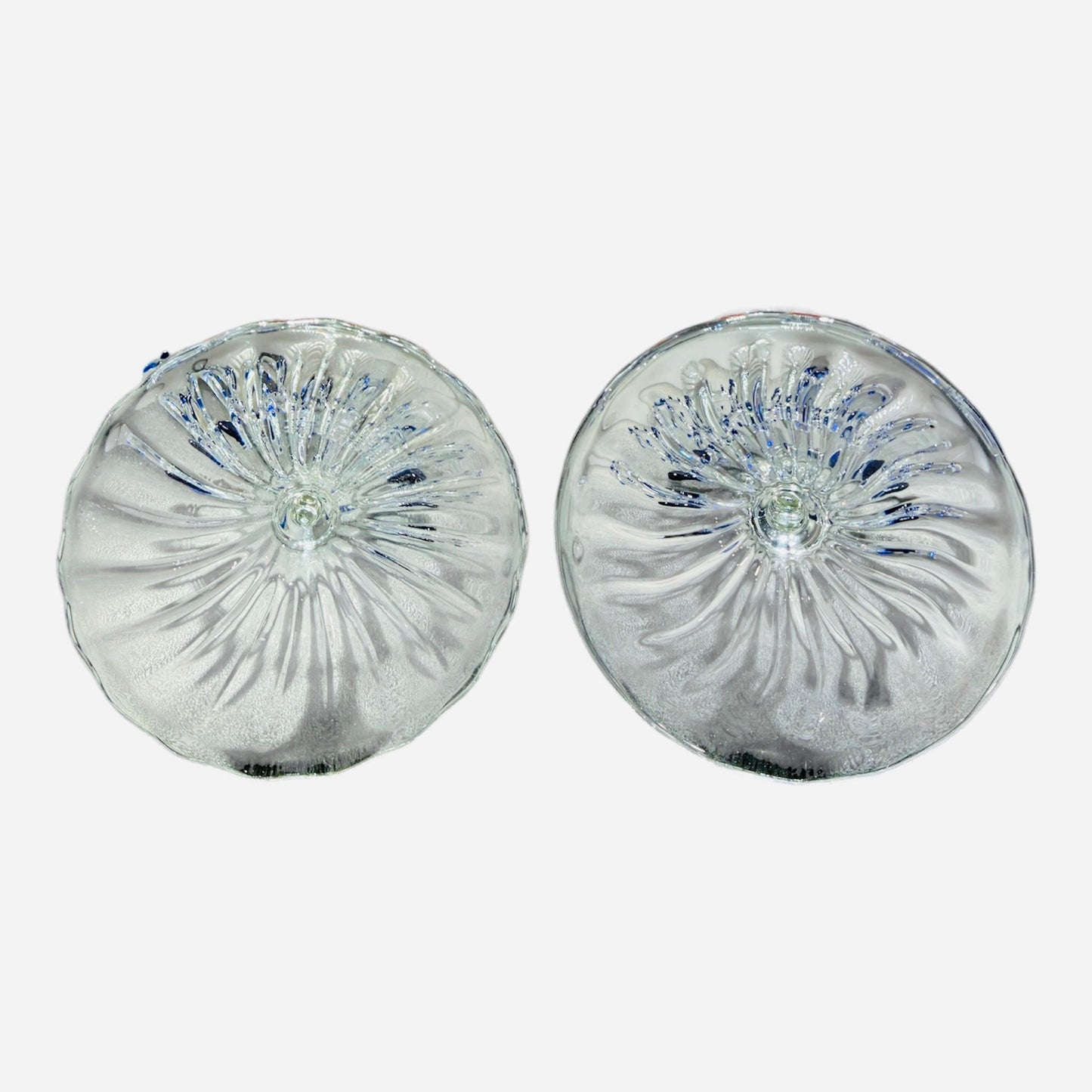 Coppia di calici in vetro di Murano soffiato con decoro blu anni ‘50