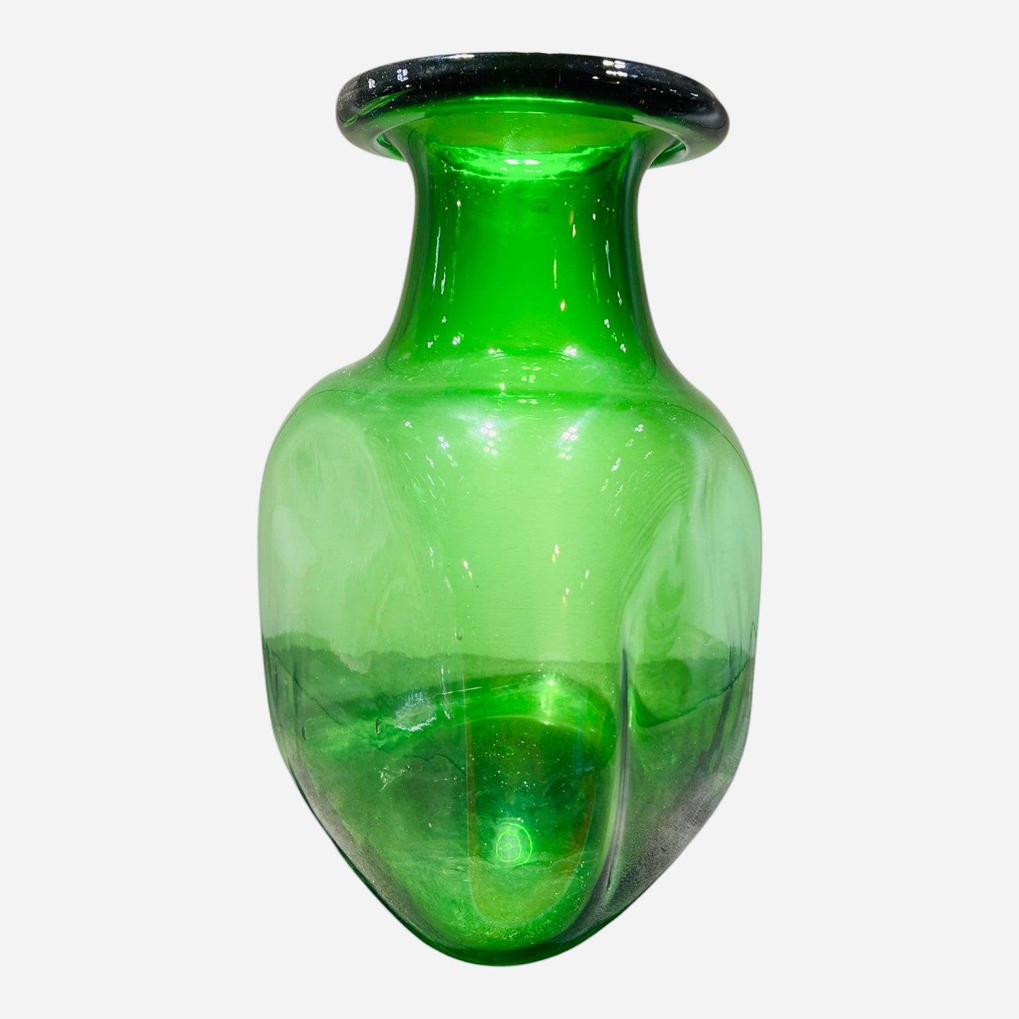 Vaso verde bottiglia stile Blenko Glass