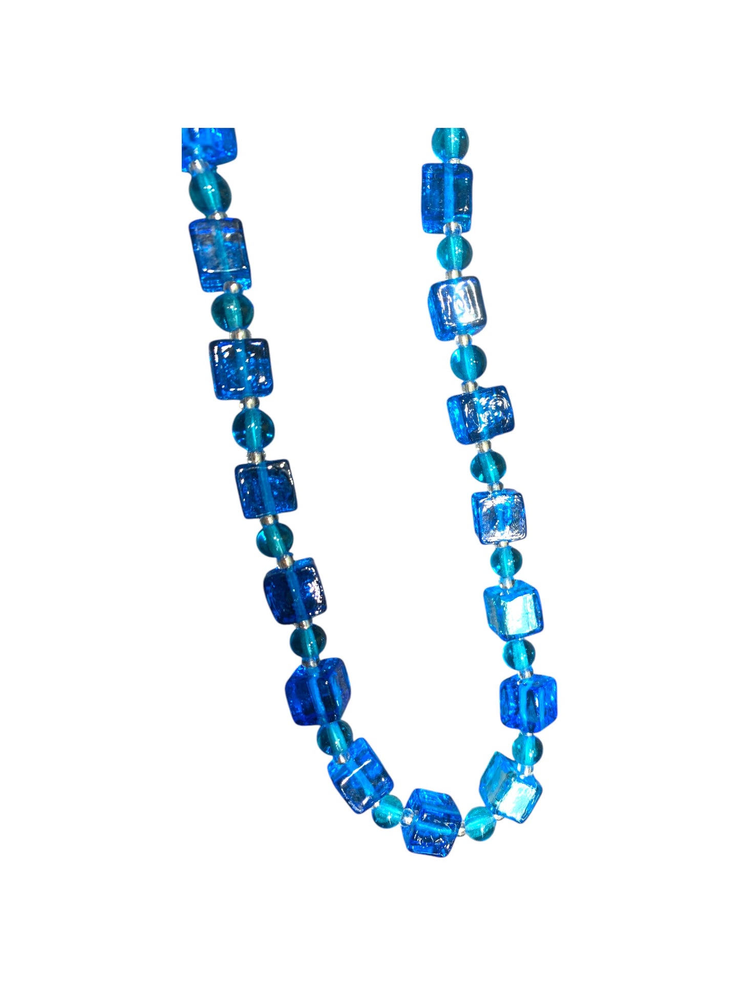 Collana azzurra in vetro di Murano