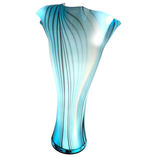 Glass vase with striped pattern