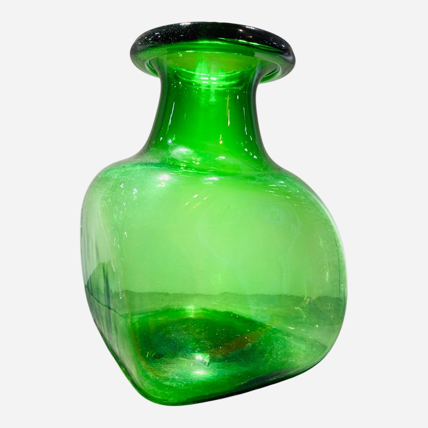 Vaso verde bottiglia stile Blenko Glass