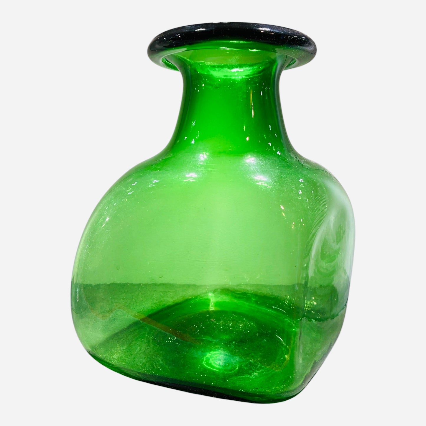Vaso verde bottiglia stile Blenko Glass